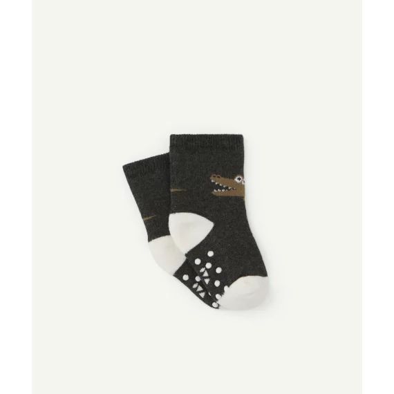 Lot de chaussettes bébé garçon grises avec crocodiles –  – Soldes