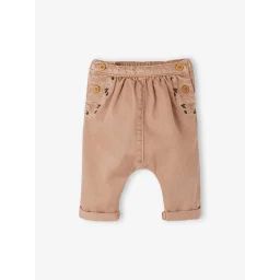 Sarouel brodé bébé en denim cappuccino
