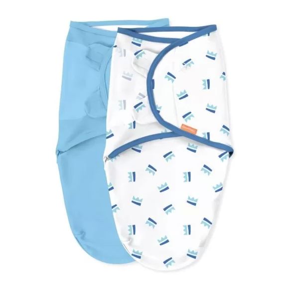 SUMMER Original Swaddle, couverture, sac de couchage, 0-3 mois, sécurité et chaleur pour bébé, crown bleu, lot de 2 bleu