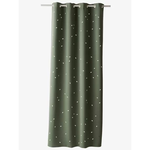 Rideau à œillets occultant et motifs perforés vert / amandes