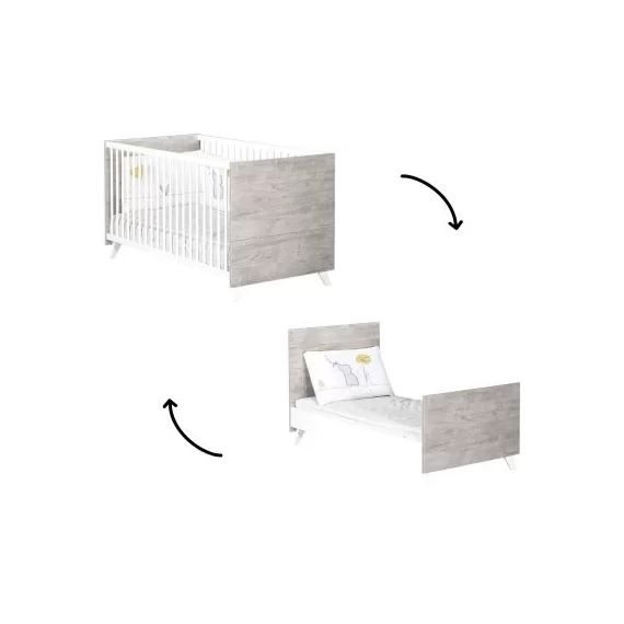 Lit bébé évolutif Little Big Bed Scandi gris (70 x 140 cm)