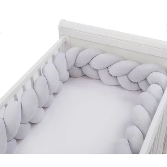 Tresse de lit bébé universelle – VELOURS Gris clair – SEVIRA KIDS – TU – Coton – 15x15x200cm gris