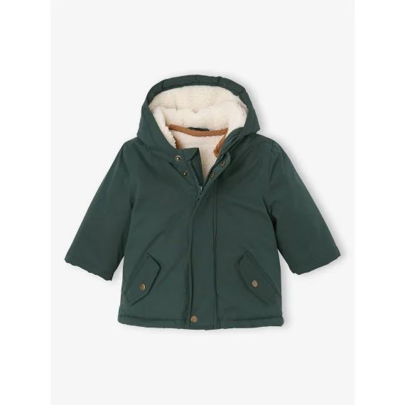 Parka 3 en 1 bébé avec gilet amovible en sherpa vert sapin