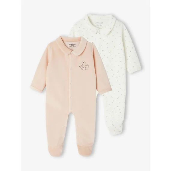Lot de 2 dors-bien naissance en velours rose