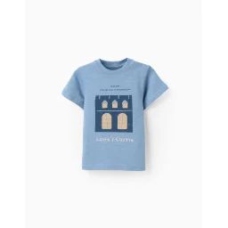 T-shirt À Manches Courtes 100% Coton Bleu