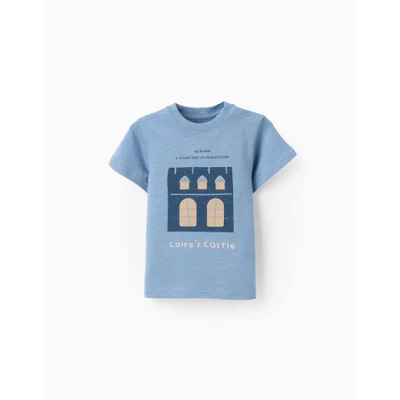 T-shirt À Manches Courtes 100% Coton Bleu