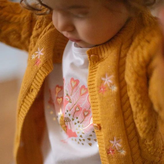 Cardigan en tricot Fille Jaune