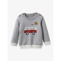 Pull bébé coton biologique CYRILLUS gris chiné