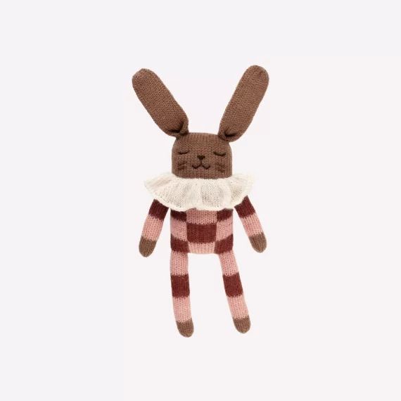 Doudou lapin pyjama à carreaux sienne