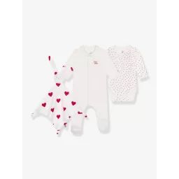 Dors-bien + body + doudou cœur PETIT BATEAU blanc
