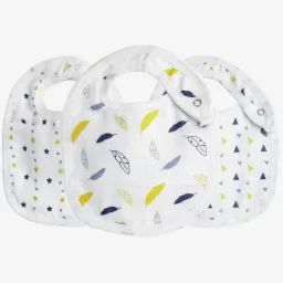 Lot de 3 bavoirs 0-4 mois (Naissance) Bleu – TROIS KILOS SEPT – Coton – Mixte bleu
