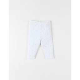 Legging En Jersey Côtelé Imprimé Fleuri Blanc