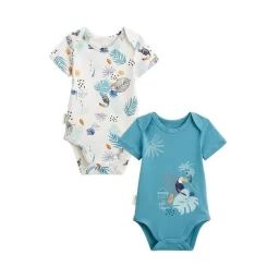 Lot De 2 Bodies Bébé Manches Courtes Athi Bleu