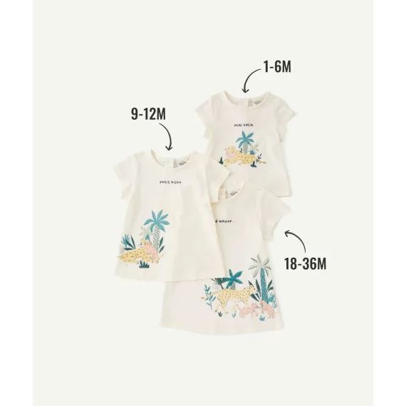 T-shirt évolutif à manches courtes bébé fille en fibres recyclées –  – Soldes