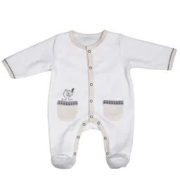 Pyjama bébé à  manches longues en velours blanc