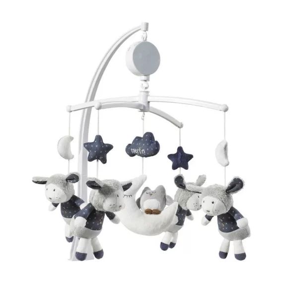 Mobile musical bébé Mouton en coton blanc blanc