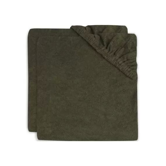 Lot de 2 housses de matelas à langer en éponge vert feuille (50 x 70 cm)