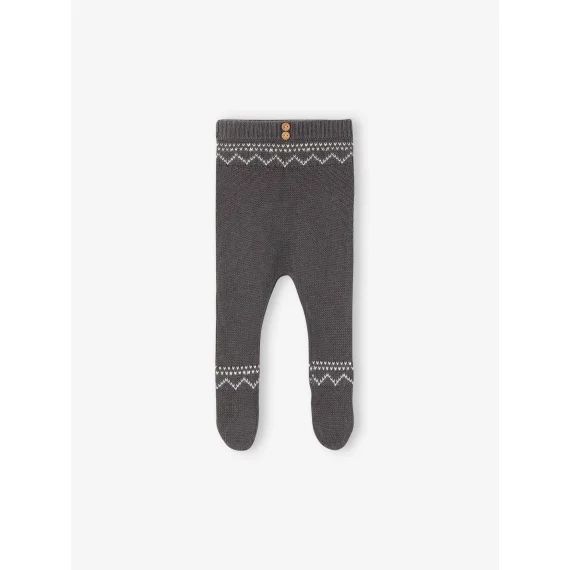 Pantalon avec pieds en maille jacquard bébé bleu ardoise