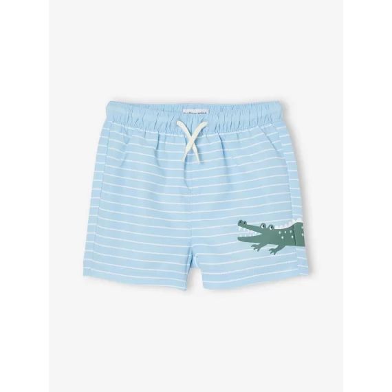 Short de bain imprimé croco bébé garçon rayé bleu