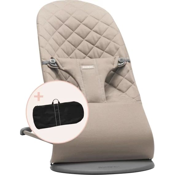 Transat avec Sac de transport – Gris sable / Coton, matelassage Classique / Gris foncé