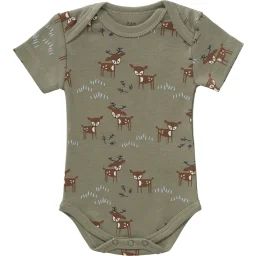 Body manches courtes en coton bio Deer olive (3-6 mois : 60 à 67 cm)