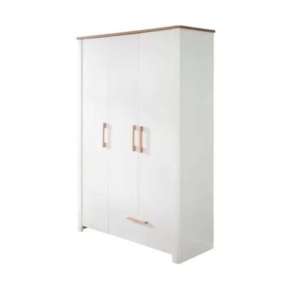 Roba Armoire Bébé ava À 3 Portes – 1 Tiroir – Blanc/décor &lsquo;chêne Artisan&rsquo; Blanc