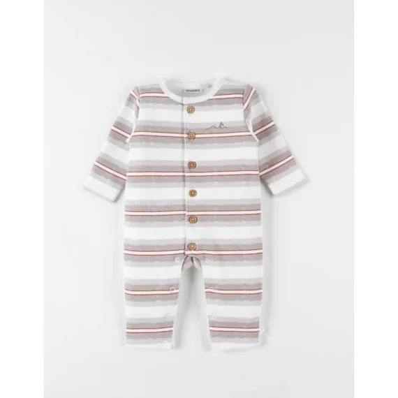 Combinaison Rayée, Beige,spéculoos Gris