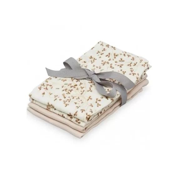 Lot de 4 gants de toilette en coton bio Lierre/Amande