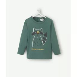 T-shirt bébé garçon en coton bio vert avec raton farceur –  – Soldes