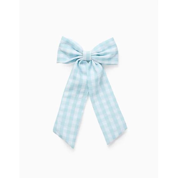 Barrette À Cheveux Avec Noeud Vichy Long Bleu Clair