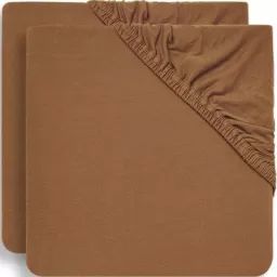 Lot de 2 draps housses en coton Caramel (60 x 120 cm)