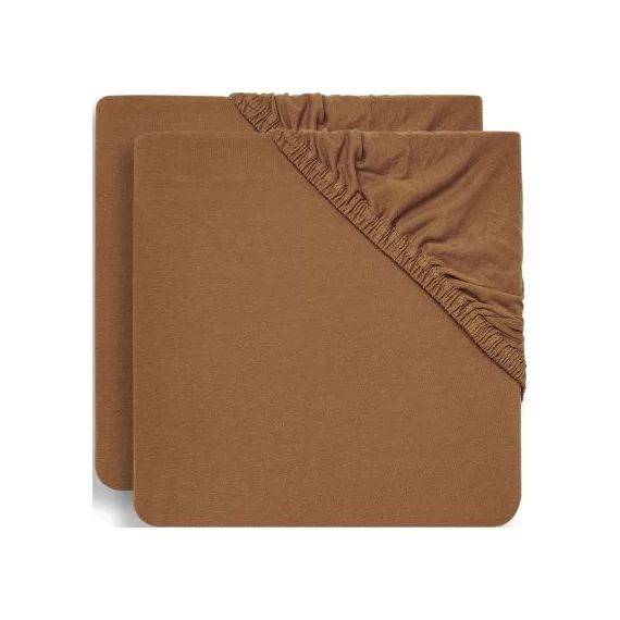 Lot de 2 draps housses en coton Caramel (60 x 120 cm)