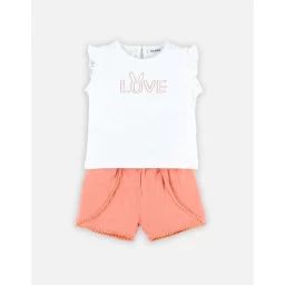Set t-shirt et short en coton BIO rose