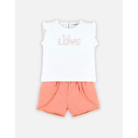 Set t-shirt et short en coton BIO rose