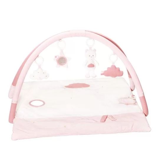 Tapis d&rsquo;éveil avec arches en velours – SAUTHON – Lily Poudrée – Fille – Avec arche jouet – Rose rose