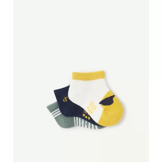 Lot de 3 paires de chaussettes bébé garçon vert bleu et jaune –  – Soldes