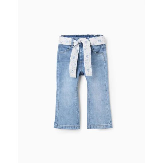 Jean Avec Ceinture Florale Bleu Clair
