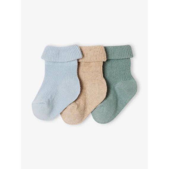 Lot 3 paires de chaussettes bébé unies bleu glacier