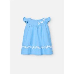 Robe En Lin Bicolour Bleu