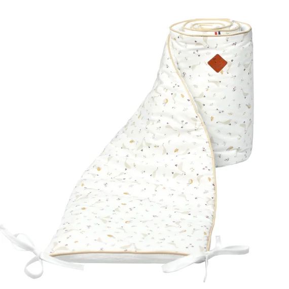 Tour De Lit Universel En Gaze De Coton Sidonia Blanc Imprimé Minimaliste