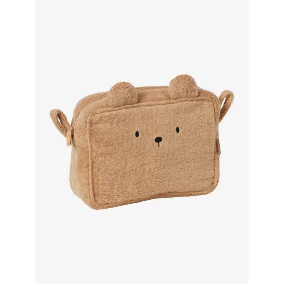 Trousse de toilette Ourson en éponge caramel