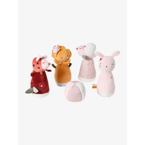 Jeu de quilles en tissu VOYAGE AU PAYS ROSE rose