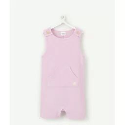 Salopette bébé fille en fibres recyclées matière éponge mauve –  – Soldes