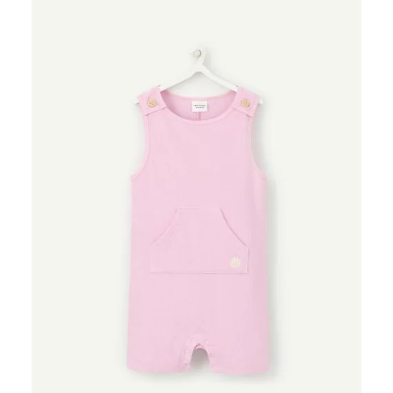 Salopette bébé fille en fibres recyclées matière éponge mauve –  – Soldes
