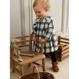 Robe à carreaux bébé carreaux bleu jean