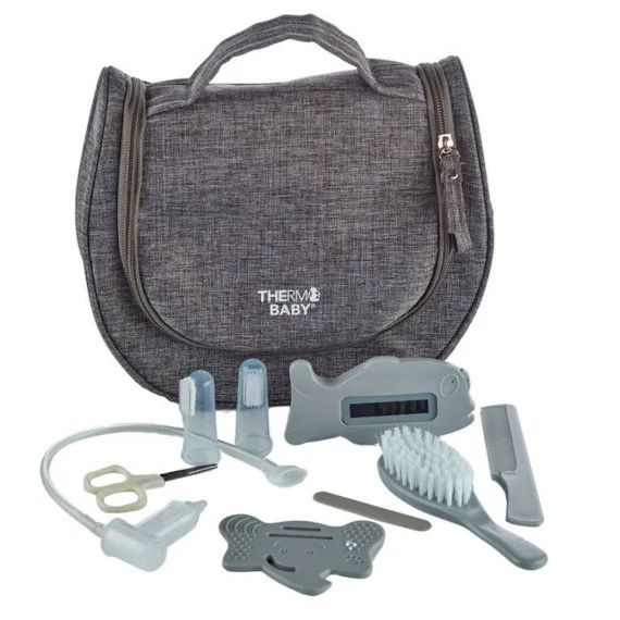 Trousse de toilette THERMOBABY – avec accessoires – gris chiné gris