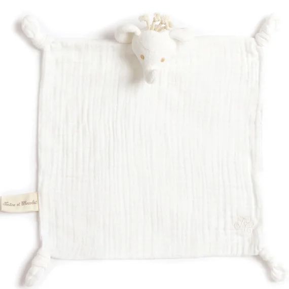 Doudou plat en coton bio éléphant  (30 x 30 cm)