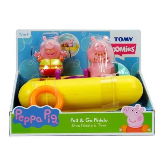 Pédalo Peppa Pig – TOMY – Jouet de bain – Figurines gicleurs d&rsquo;eau – Mécanisme à ficelle jaune