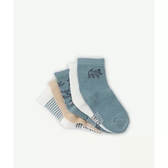Lot de 7 chaussettes bébé garçon bleu et beige motifs chiens –  – Soldes