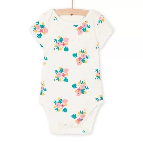 Body Écru En Coton Biologique À Imprimé Fleuri